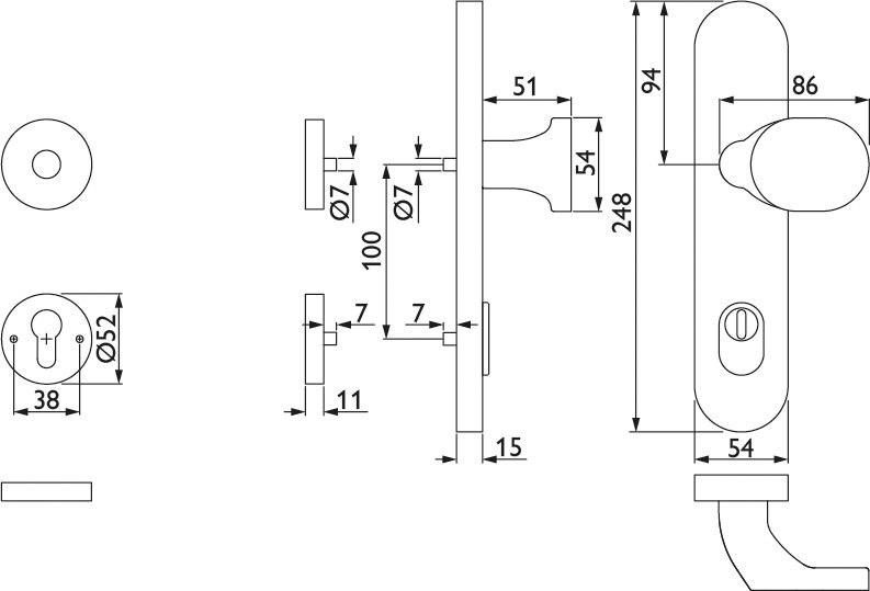 HERMAT Schutz-Kombi-Schutzgarnitur 2089.KSH/2336.ROS, ohne Lochteile, Edelstahl