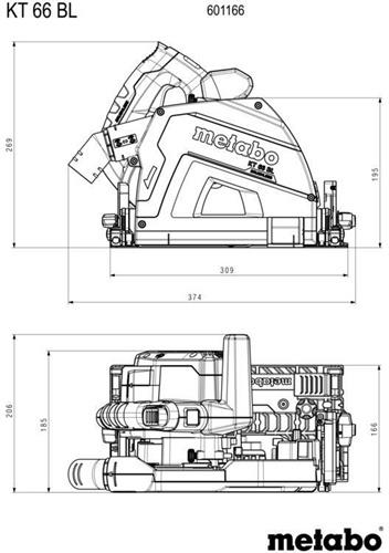 METABO Tauchkreissäge KT 66 BL Leistung 1200W Sägeblätt 165x20mm metaBOX 340