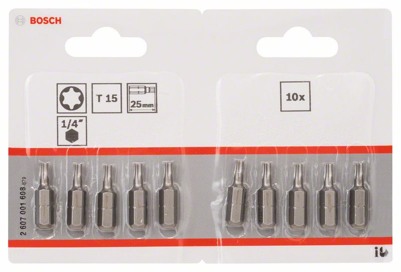 BOSCH Schrauberbit Extra-Hart T15, 25 mm, 10er-Pack