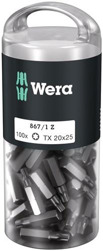 WERA Bitgroßpackung 867/1 Z 1/4 Zoll T 15 L.25mm DIN ISO 1173,Form C 6,3 100St./Box