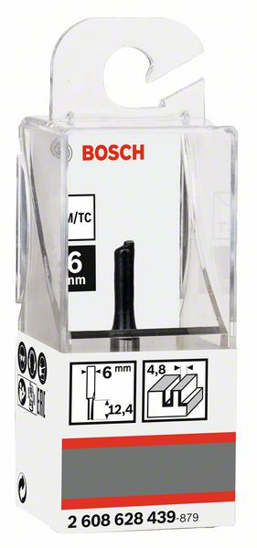 BOSCH Nutfräser Standard for Wood, 6 mm, D1 4,8 mm, L 12,4 mm, G 51 mm