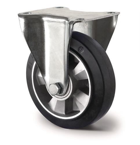 TECWERK Schwerlastbockrolle D.125mm Trgf.300kg Elastikgummi Bau-H.164mm TECWERK