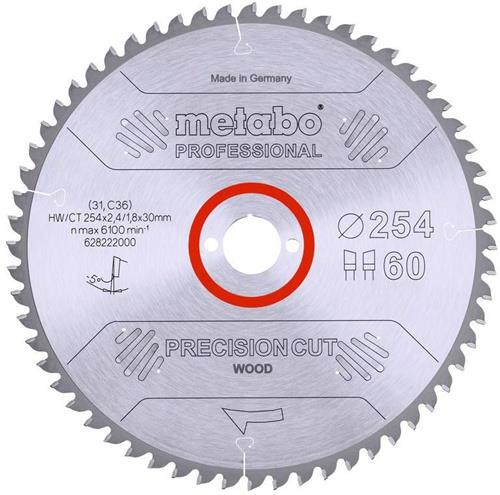 METABO Kreissägeblatt precision cut wood professional D254xB2,4xBohrung30mm 60Z. WZ