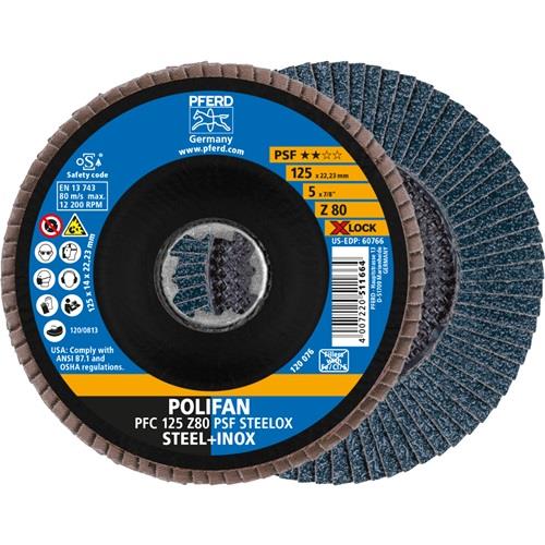 PFERD Fächerscheibe X-LOCK PSF Z STEELOX D.125mm K.80 kon.INOX ZK Z PFERD