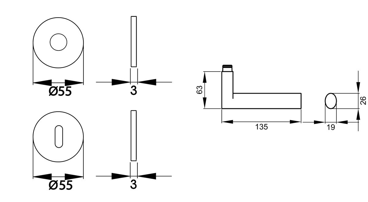 KARCHER DESIGN Drückergarnitur EPL45 - Madeira, Buntbart, Edelstahl