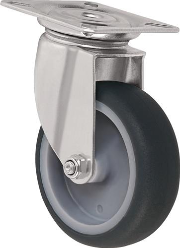 TECWERK Lenkrolle D.75mm grau Trgf.75kg m.Platte TW