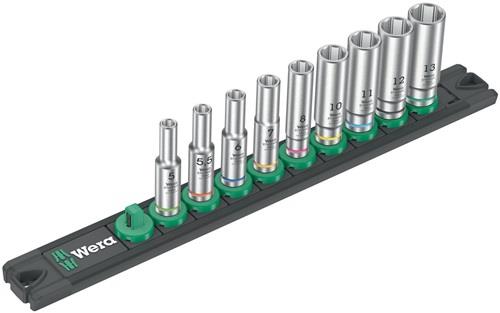 WERA Steckschlüsseleinsatzset Deep 1 9-tlg.Antr.6,3mm (1/4) Zoll WERA