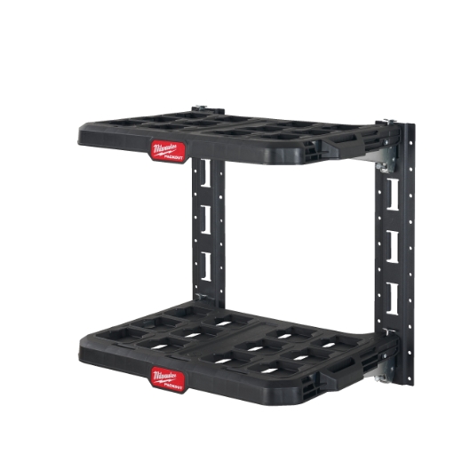 MILWAUKEE 2 Wandhalterungen, 2 Grundplatten PACKOUT Schienensystem-Set zur Wandmontage