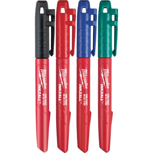 MILWAUKEE feine Spitze; schwarz, rot, blau, grün INKZALL Permanentmarker Set 4-teilig