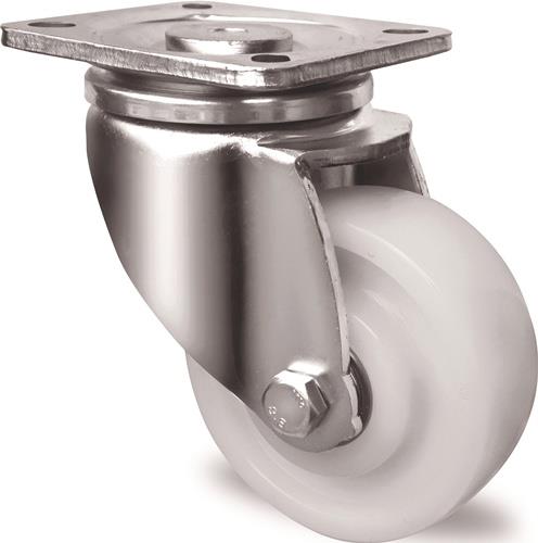 TECWERK Schwerlast-Lenkrolle D.80mm Trgf.300kg Ku.Platte L100xB85mm Farbe Rl.weiß TW