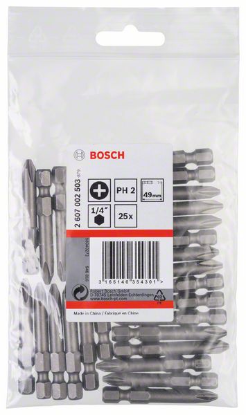BOSCH Schrauberbit Extra-Hart PH 2, 49 mm, 25er-Pack