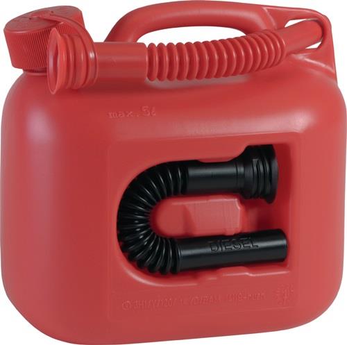 HÜNERSDORFF Kraftstoffkanister PREMIUM Inh.5l rot 2 Auslaufrohre