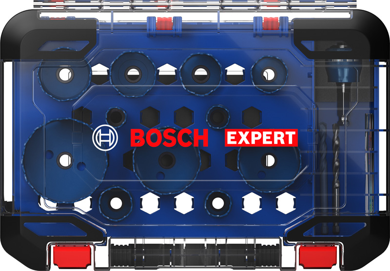 BOSCH EXPERT Tough Material Lochsäge-Set, 20/22/25/32/35/40/44/51/60/64/76 mm, 14-tlg.. Für Dreh- und Schlagbohrer