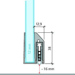PLANET Glastürdichtung KG-A12 schmal FH, Silikon, mit Fixierschrauben, ohne Funktion 400 mm grau