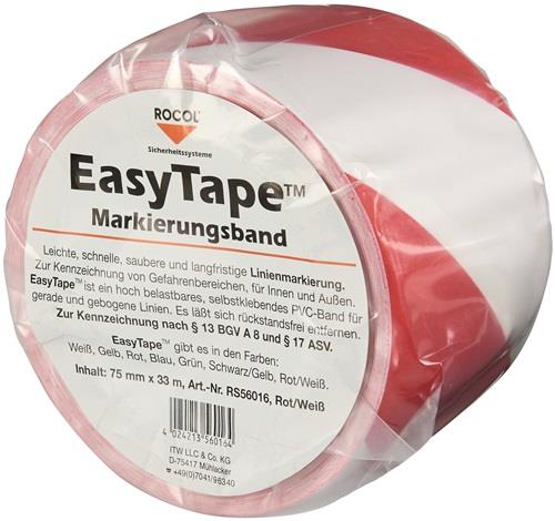 ROCOL Bodenmarkierungsband Easy Tape PVC rot/weiß L.33m B.75mm Rl.ROCOL