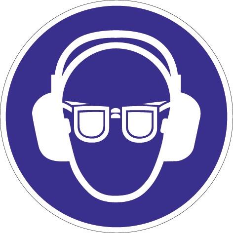 PROMAT Schild Gehör-Augenschutz benutzen D.200mm Ku. blau/weiß praxisbewährt