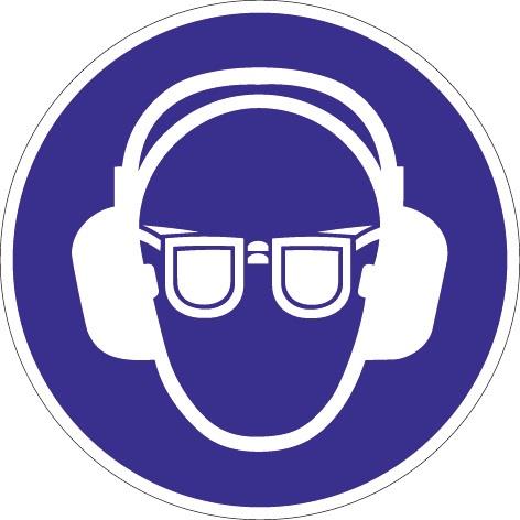 PROMAT Schild Gehör-Augenschutz benutzen D.200mm Ku. blau/weiß praxisbewährt