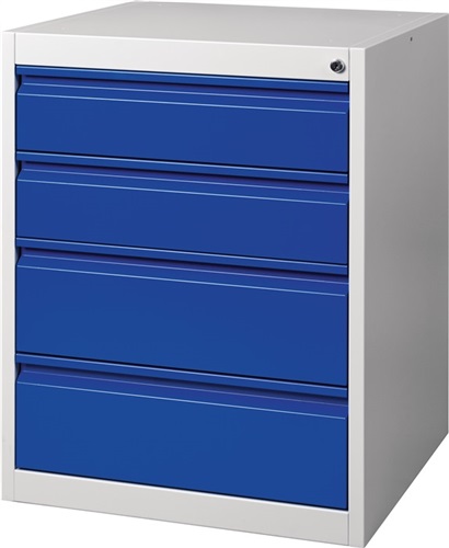 Schubladenschrank BK 600 H800xB600xT600mm grau/blau 4 Schubl.Einfachauszug