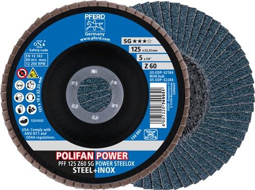 PFERD Fächerscheibe POLIFAN Z SG POWER STEELOX D.125mm K.60 INOX ZK Ausf.fl.PFERD