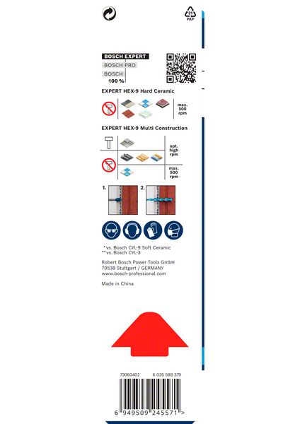 BOSCH EXPERT HEX-9 Hard Ceramic + HEX-9 Multi Construction Bohrer, 6 mm