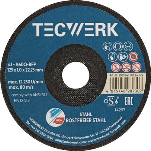 TECWERK Premium-Trennscheibe 2in1 D125x1mm ger.INOX/Stahl Bohr.22,23mm TECWERK