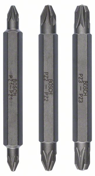 BOSCH Doppelklingenbit-Set, 3-teilig, PZ1, PZ1, PZ2, PZ2, PZ3, PZ3, 60 mm