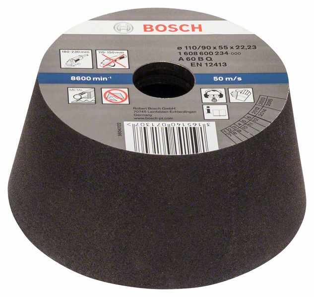 BOSCH Schleiftopf, konisch-Metall/Guss 90 mm, 110 mm, 55 mm, 60