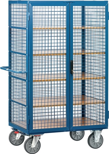 FETRA Etagenwagen L1170xB745xH1792mm Trgf.750kg 4Etagen Drahtgitter m.Flügeltür TR