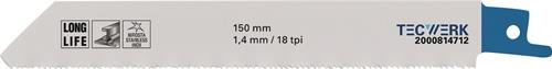 TECWERK Säbelsägeblatt L.150mm B.19mm TPI 18 1,4mm 5 St./Karte TW