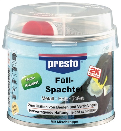 PRESTO 2K-Füllspachtel prestolith® plastic ocker,Härter rot 250g Dose PRESTO