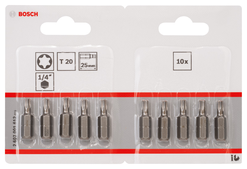 BOSCH Schrauberbit Extra-Hart T20, 25 mm, 10er-Pack