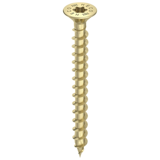HECO TOPIX-plus 4,0 x 50, Senkkopf mit Frästaschen, Drive, Variables Vollgewinde, verzinkt gelb, A3L