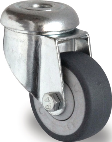 Lenkrolle D.100mm Trgf.100kg m.Rückenloch Kugell.Gum.grau PROMAT Lenkrolle D.100mm Trgf.100kg m.Rückenloch Kugell.Gum.grau PROMAT