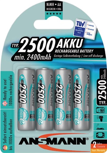 ANSMANN Akkuzelle maxE 1,2 V 2500 mAh R6-AA-Mignon HR6 4 4St./Blister ANSMANN