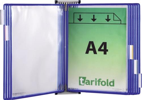 TARIFOLD Wandhalter 5 Sichttafeln blau m.Drahtrahmen,ku.-ummantelt f.DIN A4 TARIFOLD
