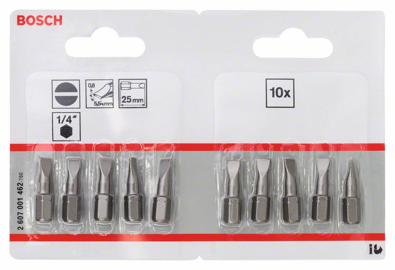 BOSCH Schrauberbit Extra-Hart S 0,8 x 5,5, 25 mm, 10er-Pack