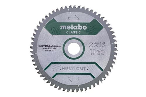 METABO Kreissägeblatt multi cut classic D216xDicke 2,4xBohrung30mm Z.60 HW/CT FZ/TZ
