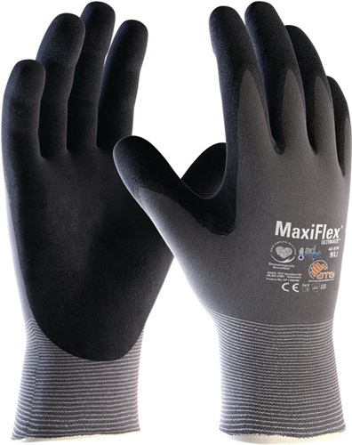 ATG Handschuhe MaxiFlex Ultimate AD-APT 42-874 Gr.9 grau/schwarz Nyl. EN 388 Kat.II