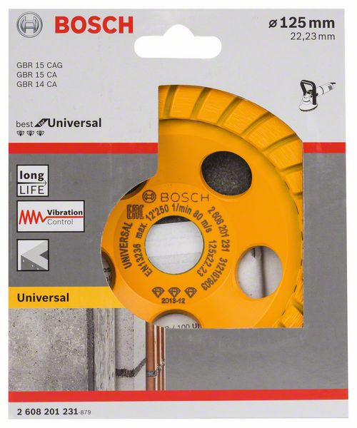 BOSCH Diamanttopfscheibe Best for Universal Turbo, 125 x 22,23 x 5 mm, gelb