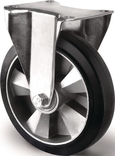 TECWERK Schwerlastbockrolle D.200mm Trgf.500kg Elastikgummi Bau-H.245mm TECWERK