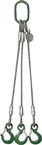 KAYSER Drahtseil-Krangeschirr 3-strängig m.Ovalr.u.3 Ösenh.L1000xD14mm Trgf.3000kg