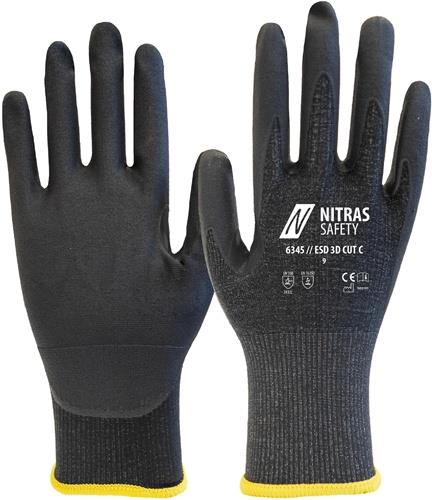 NITRAS Schnittschutzhandschuhe ESD 3D CUT C Gr.8 anthrazit/schwarz EN 388 PSA II