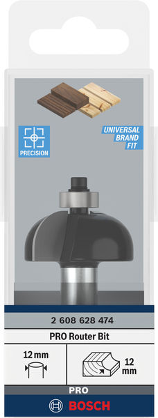 BOSCH Hohlkehlfräser, 12 mm, R1 12 mm, D 36,7 mm, L 16 mm, G 70 mm