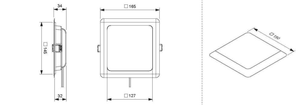 L&S Deckeneinbauleuchte Tavos Q 230V 215mm 24W 3000K