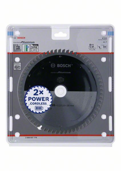 BOSCH Akku-Kreissägeblatt Standard for Aluminium, 216 x 2,2/1,6 x 30, 64 Zähne