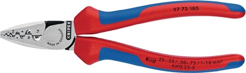 KNIPEX Aderendhülsenzange Gesamt-L.180mm 0,25-16,0 (AWG 23-5) mm² pol.Mehrkomp.-Hüllen