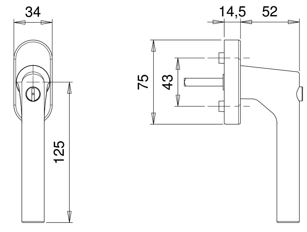 EDI Fenstergriff absperrbar Janus 1010/2035, Edelstahl