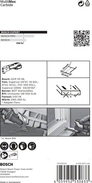 BOSCH EXPERT MultiMax MAII 32 APIT Blatt für Multifunktionswerkzeuge, 32 mm. Für oszillierende Multifunktionswerkzeuge