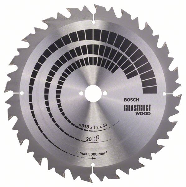 BOSCH Kreissägeblatt Construct Wood, 315 x 30 x 3,2 mm, 20, SB2