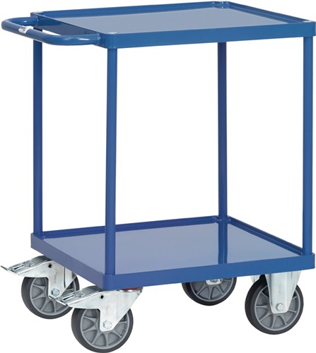 FETRA Tischwagen Bügel waagerecht 2Stahlblechwan. L600xB600mm Rand-H.10mm brillantbl.